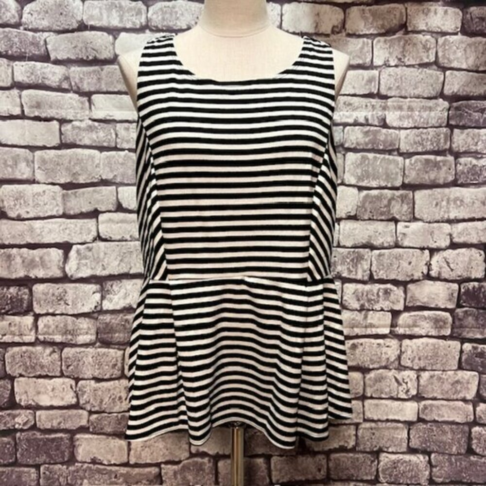 Simonton Says Black & White Scoop Neck Blouse Size 1X